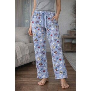 Cath Kidston Blue Novelty Print Pajama Pants Cotton Lounge Sleepwear XS Flannel
